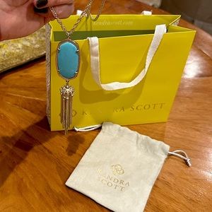 EUC Kendra Scott Rayne Necklace Turquoise & Gold + bags!